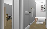 The Jeffrey MacDonald Case: CJ00118.JPG: Representation of hallway bathroom of the Jeffrey MacDonald apartment at 544 Castle Drive, facing northwest