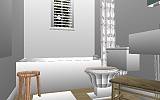 The Jeffrey MacDonald Case: CJ00119.JPG: Representation of hallway bathroom of the Jeffrey MacDonald apartment at 544 Castle Drive, facing north