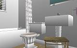 The Jeffrey MacDonald Case: CJ00120.JPG: Representation of hallway bathroom of the Jeffrey MacDonald apartment at 544 Castle Drive, facing northeast