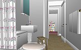 The Jeffrey MacDonald Case: CJ00122.JPG: Representation of hallway bathroom of the Jeffrey MacDonald apartment at 544 Castle Drive, facing south
