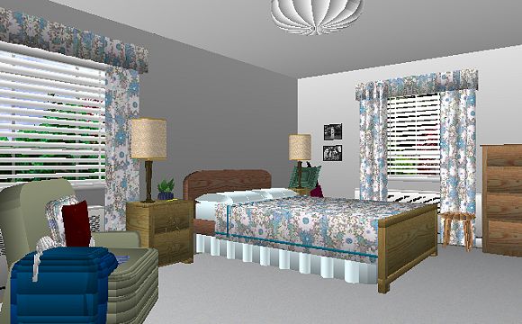 The Jeffrey MacDonald Case: CJ000123.JPG: Representation of east (master) bedroom of the Jeffrey MacDonald apartment at 544 Castle Drive, facing southeast