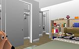 The Jeffrey MacDonald Case: CJ000177.JPG: Representation of north bedroom (Kristen's) in the Jeffrey MacDonald apartment at 544 Castle Drive, facing southeast