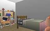The Jeffrey MacDonald Case: CJ000181.JPG: Representation of north bedroom (Kristen's) in the Jeffrey MacDonald apartment at 544 Castle Drive, facing southwest