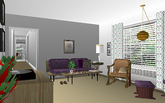 The Jeffrey MacDonald Case: CJ000194.JPG: Representation of living room of the Jeffrey MacDonald apartment at 544 Castle Drive, facing east-southeast