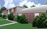 The Jeffrey MacDonald Case: CJ000209.JPG: Representation of front view of the Jeffrey MacDonald apartment at 544 Castle Drive, facing northwest