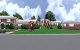 The Jeffrey MacDonald Case: CJ000215.JPG: Representation of view facing north onto Castle Drive and the Jeffrey MacDonald apartment (MacDonald apartment is to the left of center).