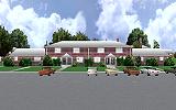 The Jeffrey MacDonald Case: CJ000217.JPG: Representation of view facing north onto Castle Drive and the Jeffrey MacDonald apartment building.  The Kalin and MacDonald apartments are to the right of center.