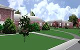 The Jeffrey MacDonald Case: CJ000219.JPG: Representation of view from the MacDonald parking area, facing northeast onto the MacDonald apartment (left) and the Pendlyshok apartment (right).