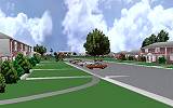 The Jeffrey MacDonald Case: CJ000221.JPG: Representation of view facing east down Castle Drive. The MacDonald apartment building is to the left.