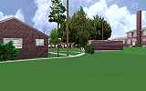 The Jeffrey MacDonald Case: CJ000222.JPG: Representation of the back yard of 544 Castle Drive, facing northwest from Pendlyshok window.  MacDonald apartment is to left of center in foreground.