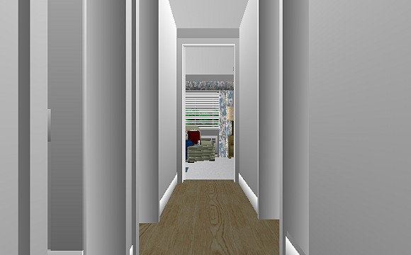 The Jeffrey MacDonald Case: CJ000235.JPG: Representation of hallway in the Jeffrey MacDonald apartment, facing east