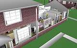 The Jeffrey MacDonald Case: CJ000242.JPG: Representation of the front of the Jeffrey MacDonald apartment, facing northeast.  Pendlyshok apartment is bottommost section of building on the right