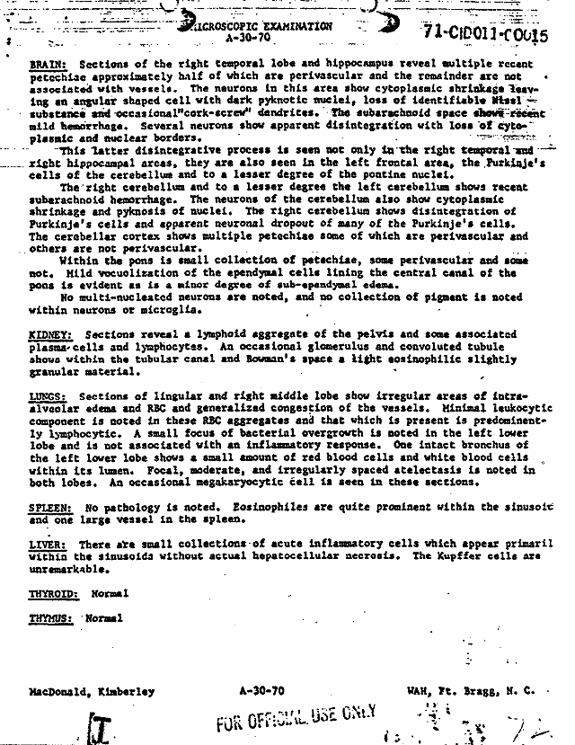February 17, 1970: Certificate of Death and Autopsy Protocol for Kimberley MacDonald; page 5 of 13