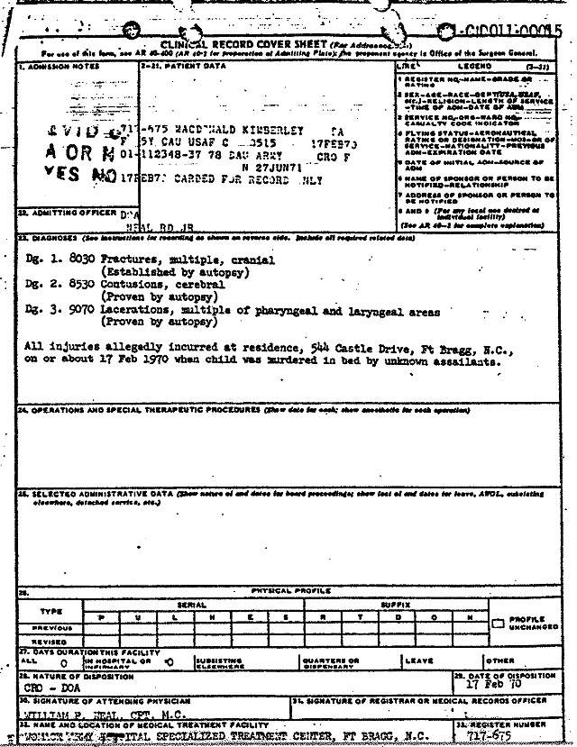 February 17, 1970: Certificate of Death and Autopsy Protocol for Kimberley MacDonald; page 10 of 13