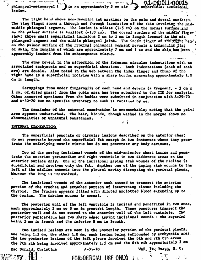 February 17, 1970: Certificate of Death and Autopsy Protocol for Kristen MacDonald; page 4 of 14