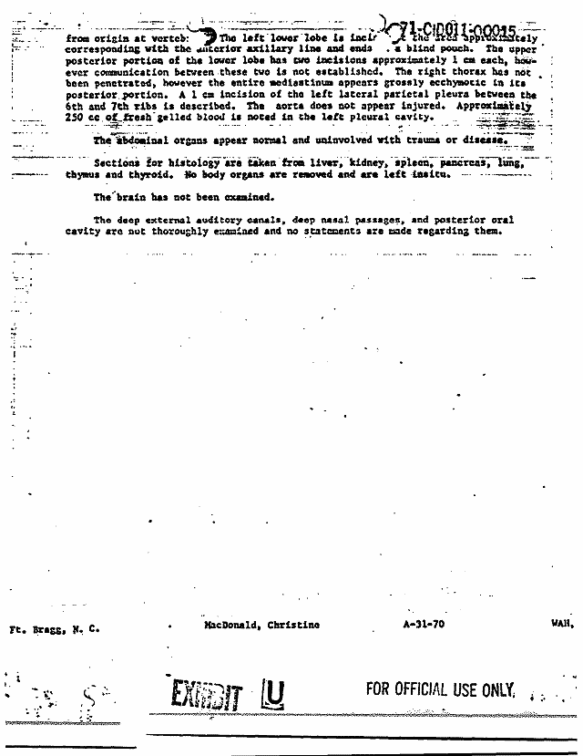 February 17, 1970: Certificate of Death and Autopsy Protocol for Kristen MacDonald; page 5 of 14