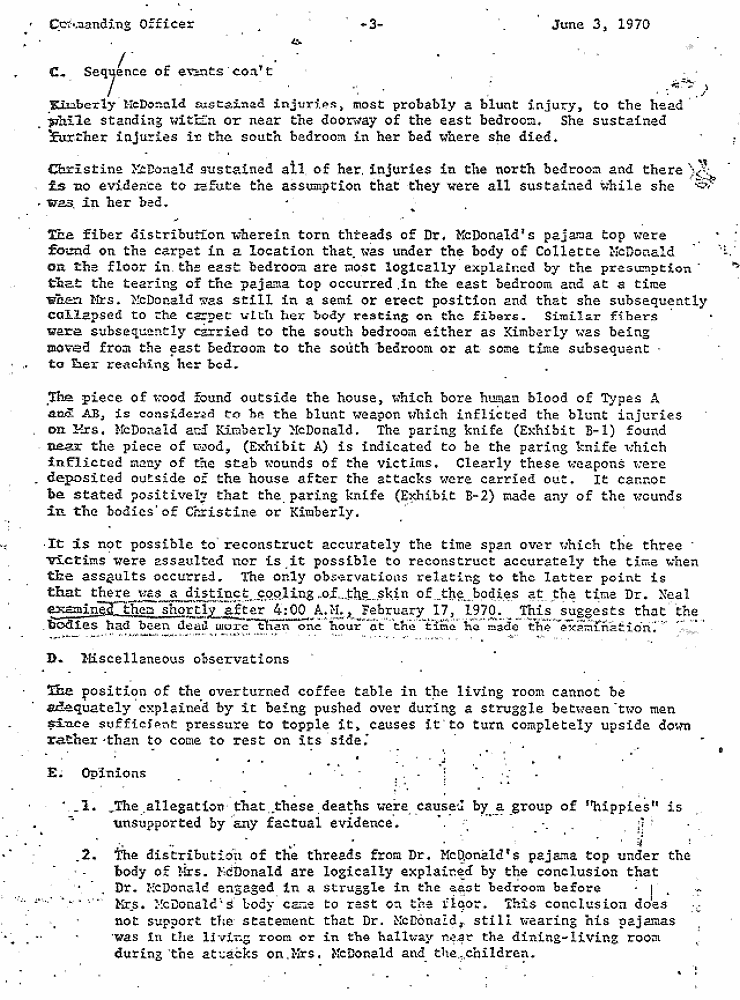 June 3, 1970: Letter from Dr. Fisher to Commanding Officer, Fort Bragg, NC; page 3 of 5
