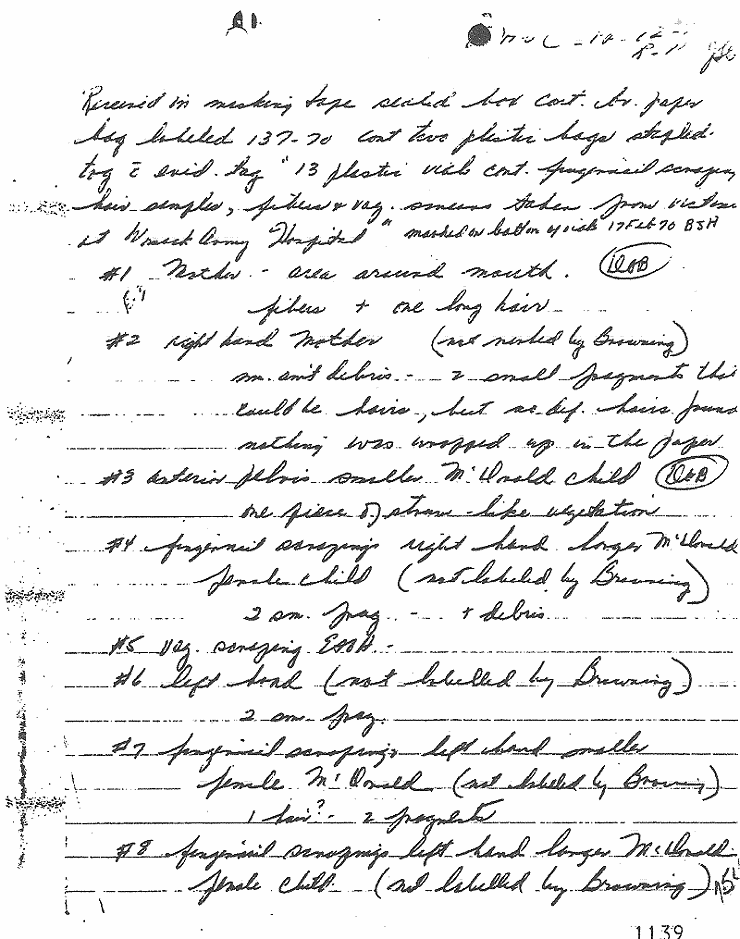 July 22, 1970 - August 31, 1971: Notes of Janice Glisson (CID) and CID Lab Documents; page 3 of 13