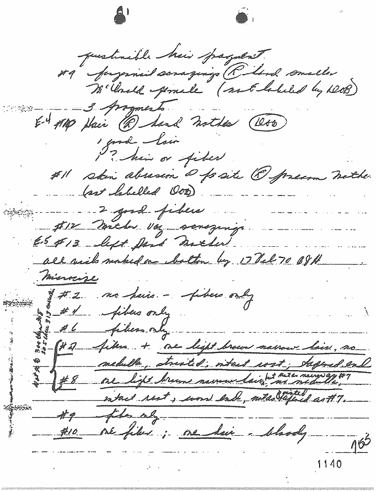 July 22, 1970 - August 31, 1971: Notes of Janice Glisson (CID) and CID Lab Documents; page 4 of 13