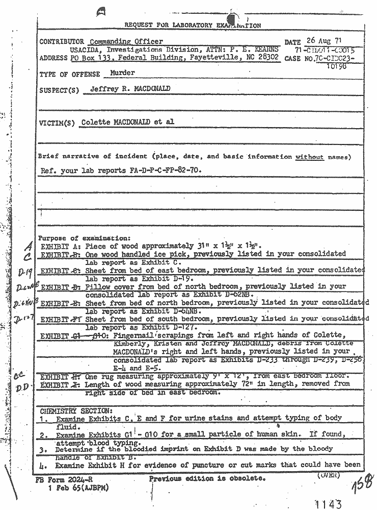 July 22, 1970 - August 31, 1971: Notes of Janice Glisson (CID) and CID Lab Documents; page 7 of 13