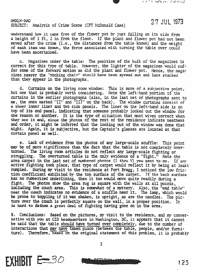 July 27, 1973: Memorandum by Dr. Martin Lonky