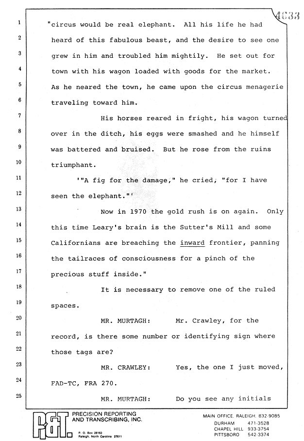 August 10, 1979: Reading of Jeffrey MacDonald's statements and Esquire magazine articles; page 25 of 56