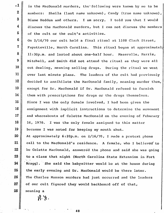 October 25, 1980: Confession of Helena Stoeckley; page 2 of 14