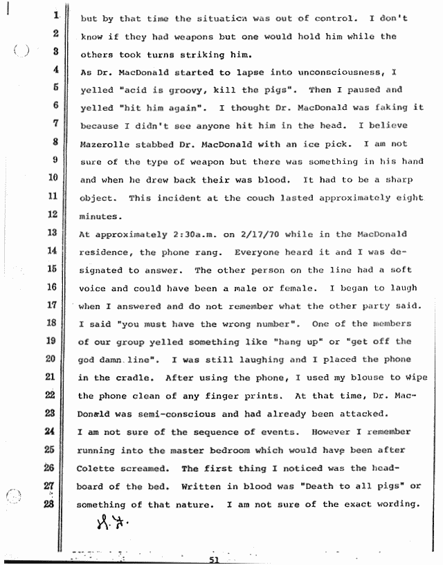 October 25, 1980: Confession of Helena Stoeckley; page 5 of 14