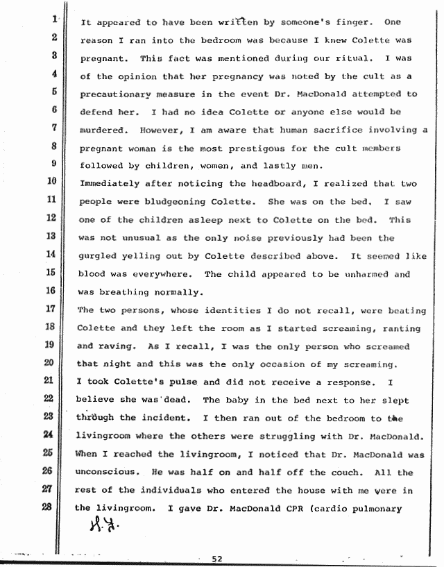 October 25, 1980: Confession of Helena Stoeckley; page 6 of 14