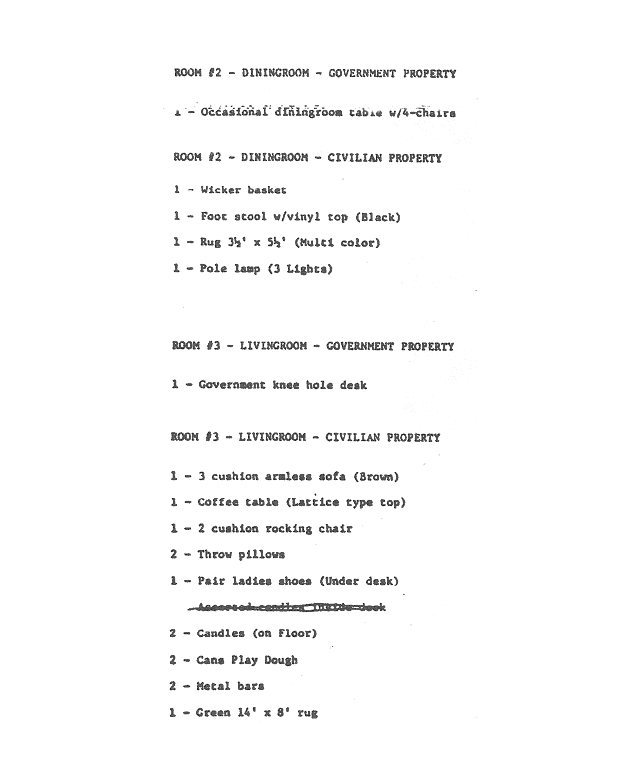 June 1984: Inventory of contents from 544 Castle Drive; page 2 of 8