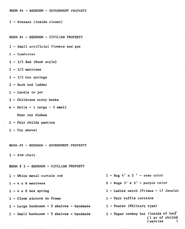 June 1984: Inventory of contents from 544 Castle Drive; page 3 of 8