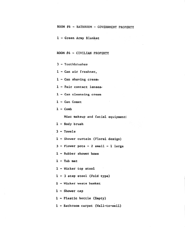 June 1984: Inventory of contents from 544 Castle Drive; page 4 of 8