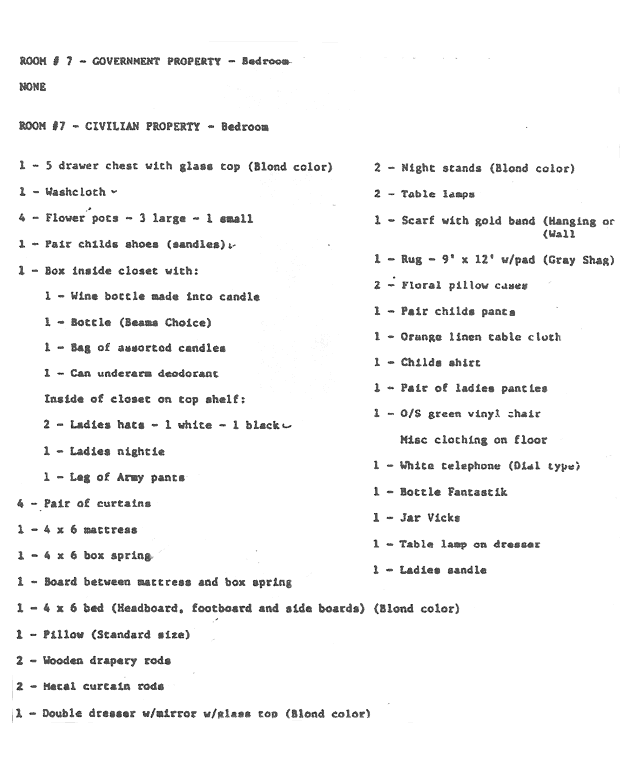 June 1984: Inventory of contents from 544 Castle Drive; page 5 of 8