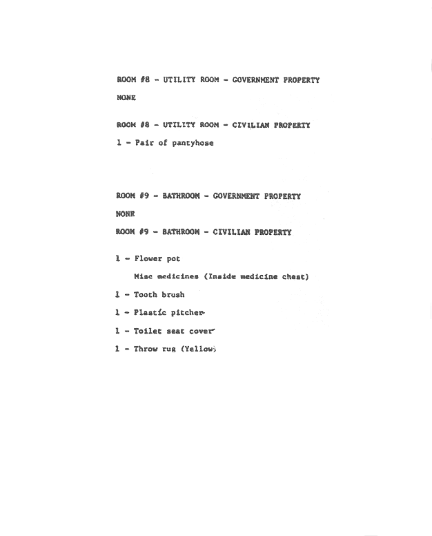 June 1984: Inventory of contents from 544 Castle Drive; page 6 of 8