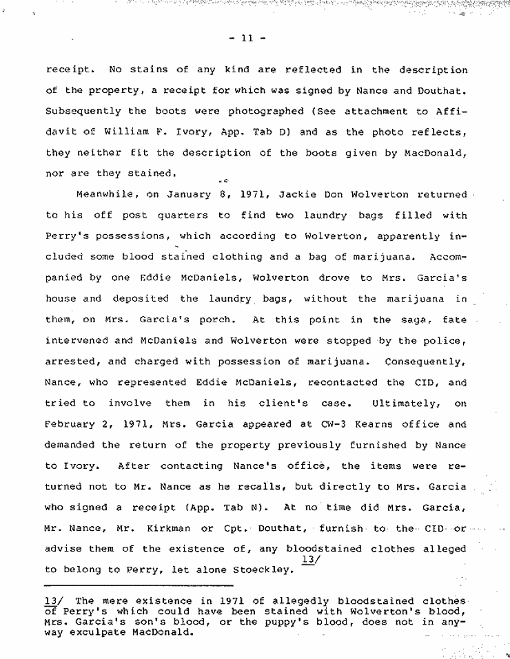 July 18, 1984: Government's Memorandum of Points and Authorities In Opposition To Motion To Set Aside Judgment of Conviction Pursuant To 28 U.S.C. § 2255; page 11 of 27