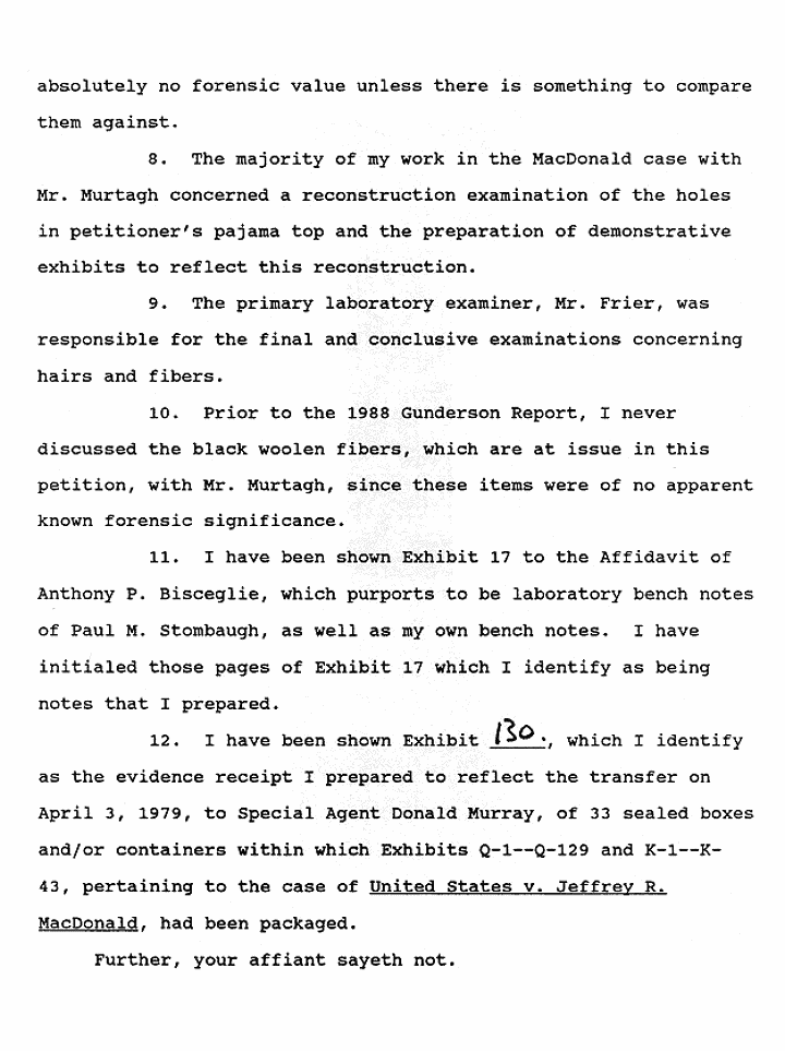 February 13, 1991: Affidavit of Shirley Green (FBI); page 4 of 5