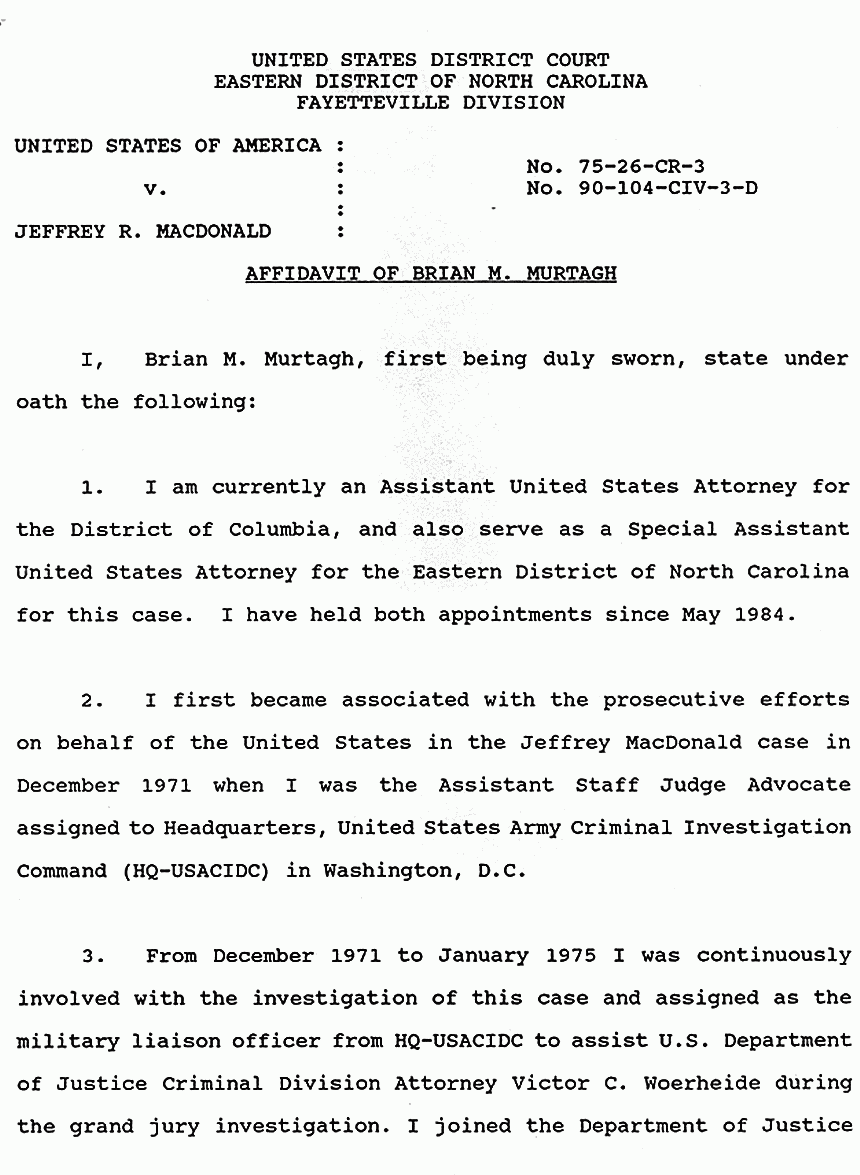 February 19, 1991: Affidavit of Brian Murtagh, page 1 of 37