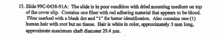 November 30, 1999: AFME Forensic Trace Materials Analysis Lab Report, p. 4