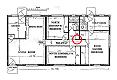 Diagram of 544 Castle Drive, showing location of CID Exhibit D61 (circled by webmaster).<BR><BR>Kimberley MacDonald was struck with the club in the doorway of the master bedroom.  Type AB blood (same type as Kimberley MacDonald) was found in several locations in the hallway.  Exhibit D61 was located on the north hallway wall, just outside Kristen MacDonald's bedroom, across the hall from Kimberley's bedroom, and approximately 5' from the doorway of the master bedroom.