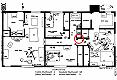 Diagram of 544 Castle Drive, showing location of CID Exhibit D61 (circled by webmaster).<BR><BR>Kimberley MacDonald was struck with the club in the doorway of the master bedroom.  Type AB blood (same type as Kimberley MacDonald) was found in several locations in the hallway.  Exhibit D61 was located on the north hallway wall, just outside Kristen MacDonald's bedroom, across the hall from Kimberley's bedroom, and approximately 5' from the doorway of the master bedroom.