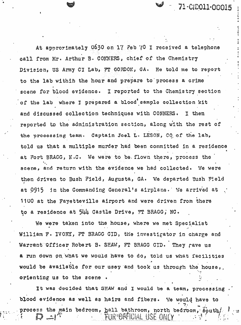February 17-22, 1970: Notes of Craig Chamberlain (CID): p. 3 of 47