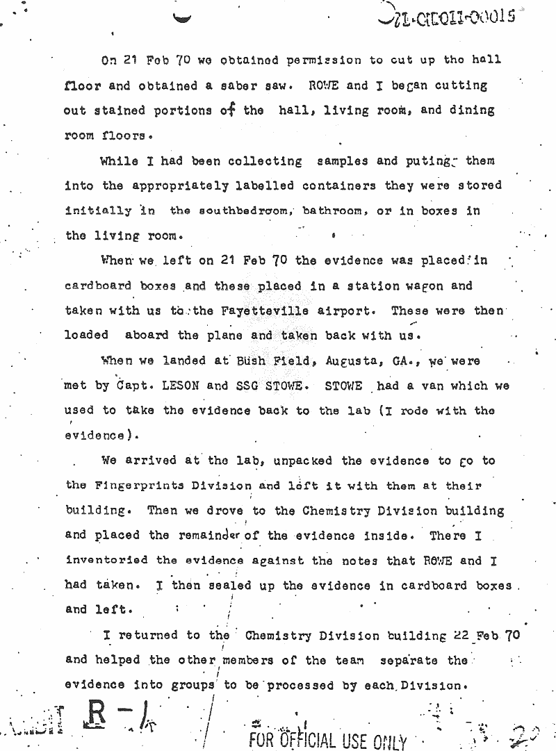 February 17-22, 1970: Notes of Craig Chamberlain (CID): p. 5 of 47
