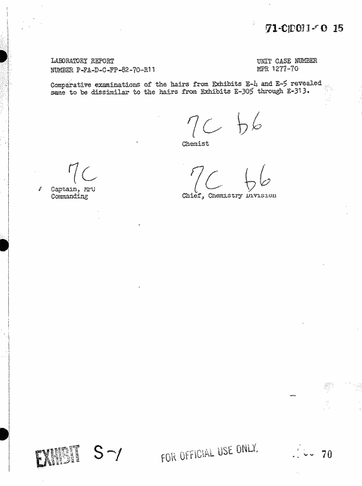 July 20, 1970: CID Laboratory Report P-FA-D-C-FP-82-70-R11, page 2 of 3