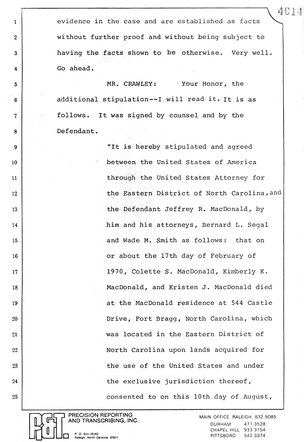 August 10, 1979: Reading of Jeffrey MacDonald's statements and Esquire magazine articles; page 5 of 56