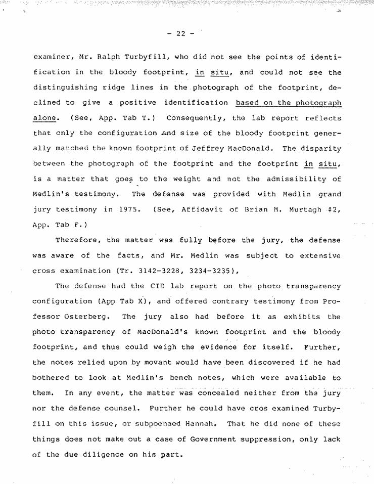 July 18, 1984: Government's Memorandum of Points and Authorities In Opposition To Motion To Set Aside Judgment of Conviction Pursuant To 28 U.S.C.  2255; page 22 of 27