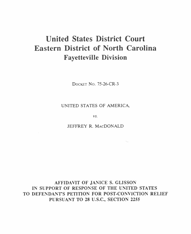 February 5, 1991: Affidavit of Janice Glisson (CID); page 1 of 8