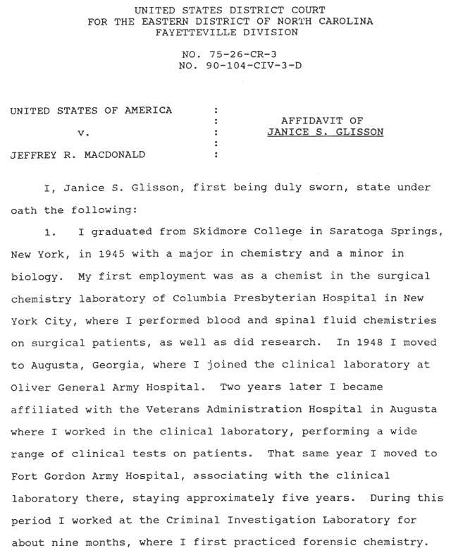 February 5, 1991: Affidavit of Janice Glisson (CID); page 2 of 8