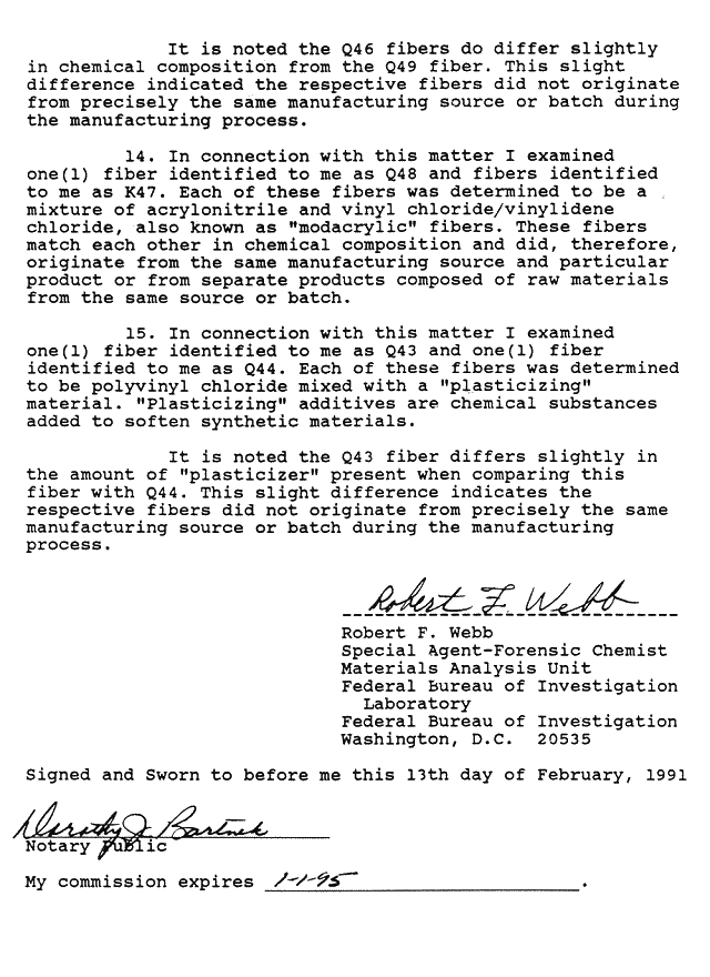February 13, 1991: Affidavit of Robert Webb (FBI); page 3 of 3