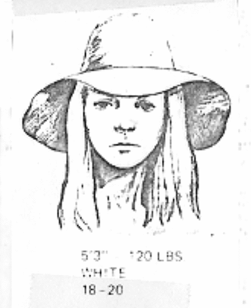 Sketch of so-called "female intruder" as described by Jeffrey MacDonald in 1970